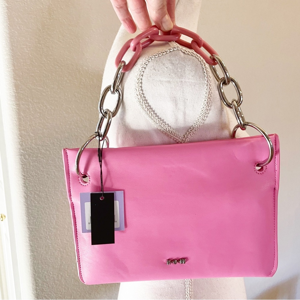 NWT House Of Want Vegan Leather Chill Clutch Handbag Taffy Pink - Picture 3 of 11